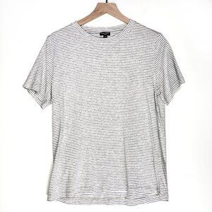 Splendid Stripe Jersey Knit Short Sleeve Tee‎ L Grey White Lounge